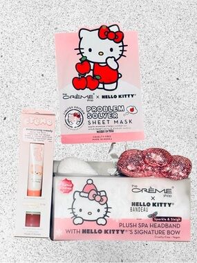 Hello Kitty x The Crème Shop Plush Bow Headband, Lip Care Set and Face Mask